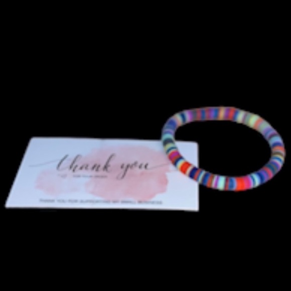 BRACELET. Splash of summer/multicolored clay disc stretch bracelet. - Picture 5 of 10